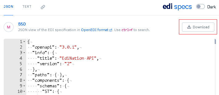edi spec custom download