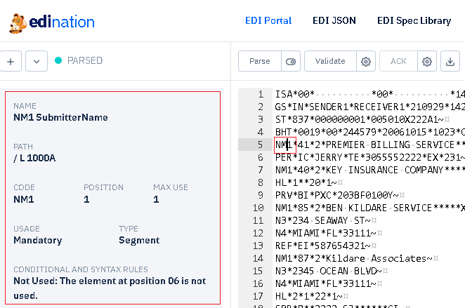 edi file debug segment