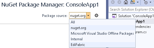 EdiFabric package source selected