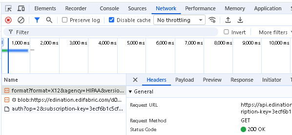 Network tab in the browser developer tools
