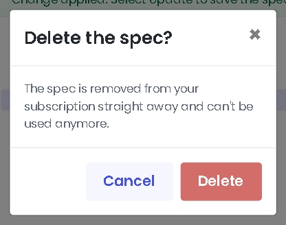 The dialog that confirms the delete