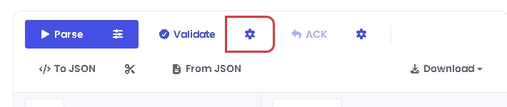 The settings button next to Validate